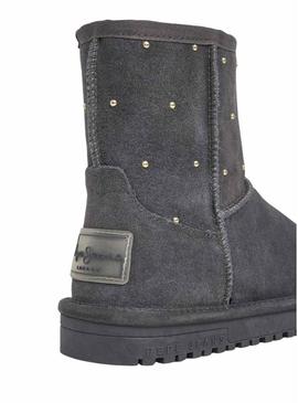 Botas Pepe Jeans Diss Studs em camurça com tachas cinza para mulher.