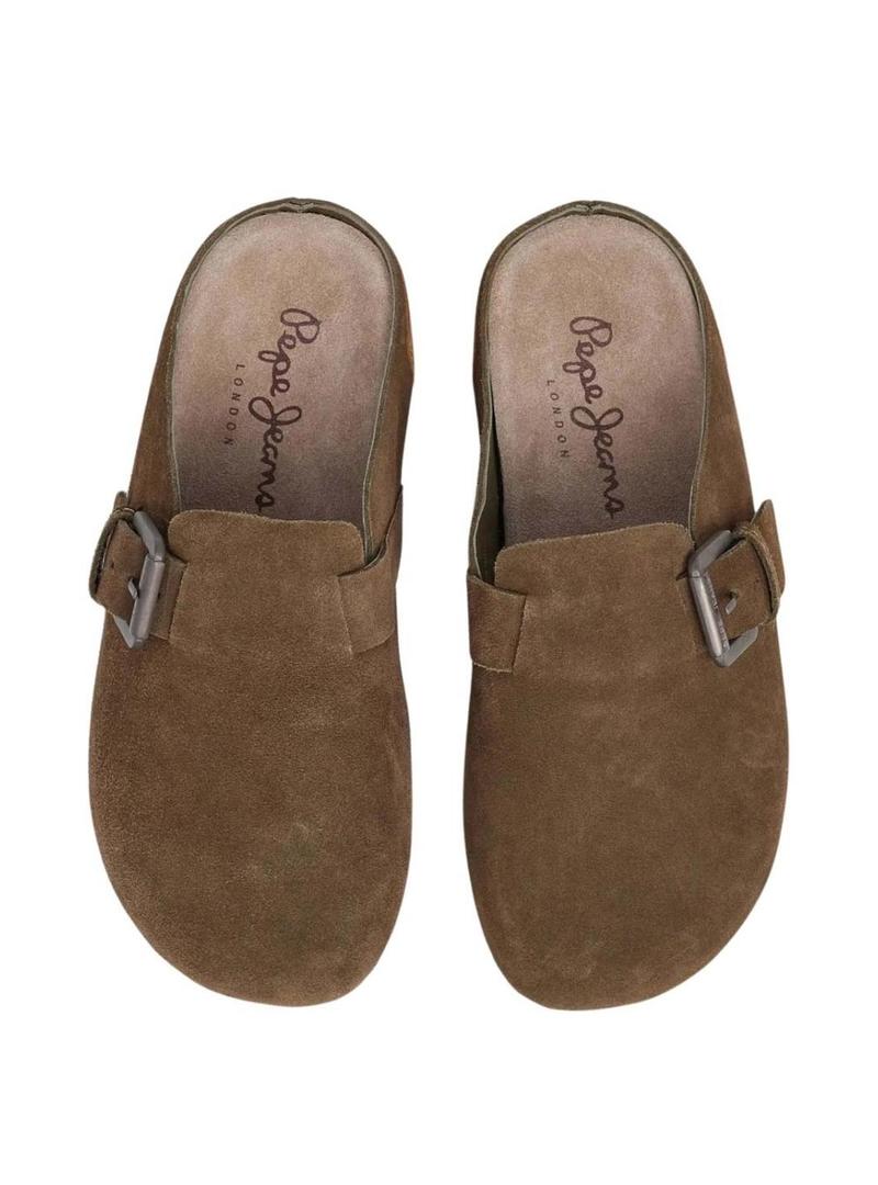 Tamancos Pepe Jeans Corby em camurça verde para mulher