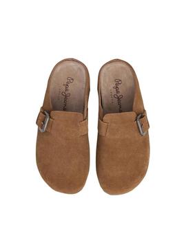 Tamancos Pepe Jeans Corby de camurça em camelo para mulher