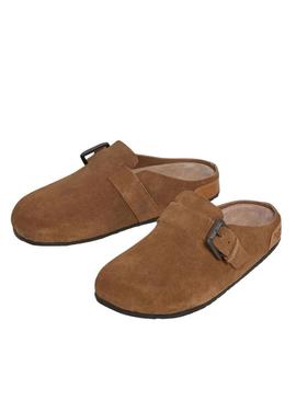 Tamancos Pepe Jeans Corby de camurça em camelo para mulher