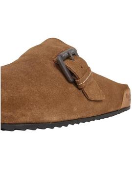 Tamancos Pepe Jeans Corby de camurça em camelo para mulher