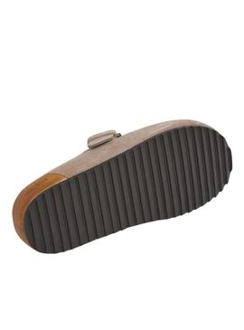 Tamancos Pepe Jeans Corby de camurça bege para mulher.