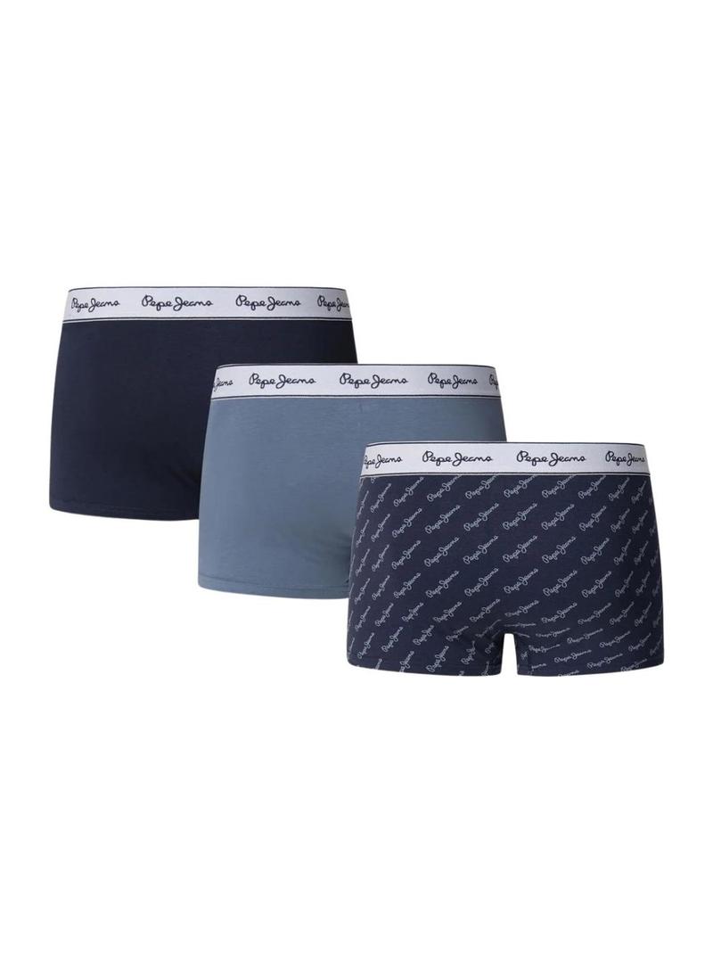Pack 3 cuecas Pepe Jeans Script Logo marinho para homem.