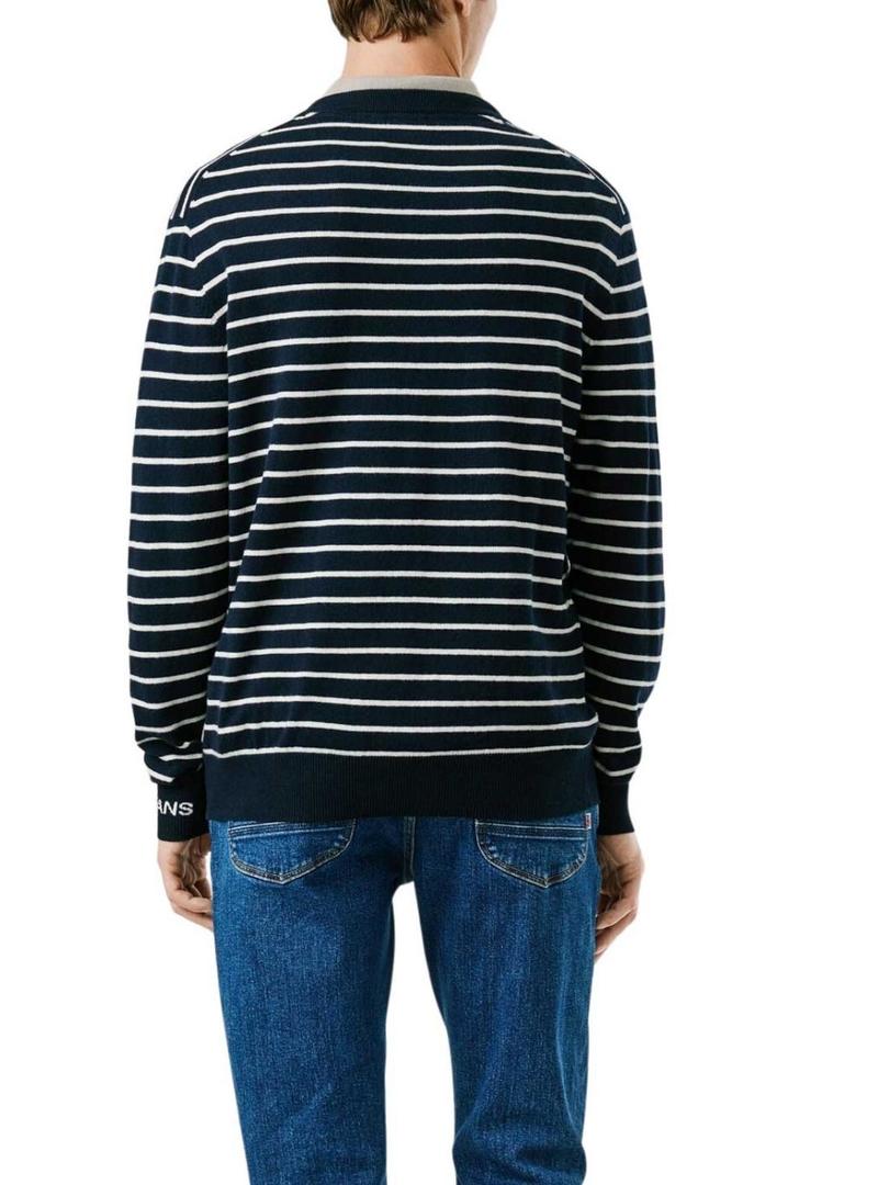 Camisola Pepe Jeans Andre riscas azul marinho para homem.