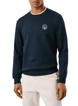 Moletom Pepe Jeans Tacky costas estampadas em azul marinho para homem.