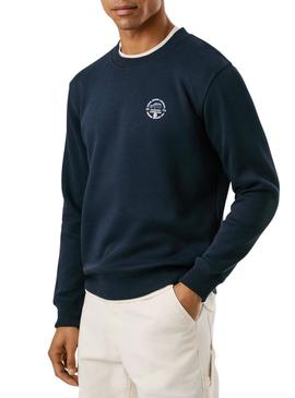 Moletom Pepe Jeans Tacky costas estampadas em azul marinho para homem.