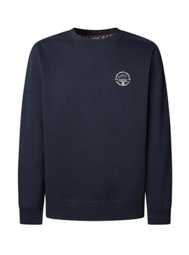 Moletom Pepe Jeans Tacky costas estampadas em azul marinho para homem.