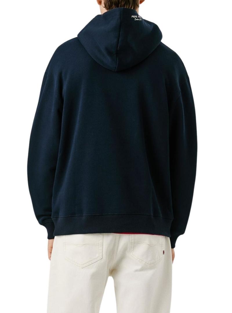 Moletom Pepe Jeans Maverick azul marinho com capuz para homem