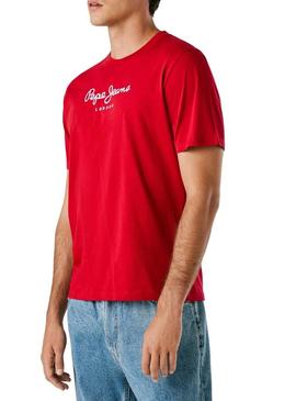 Camiseta Pepe Jeans Eggo vermelha com logo para homem.