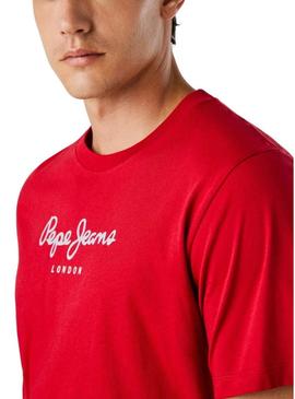 Camiseta Pepe Jeans Eggo vermelha com logo para homem.