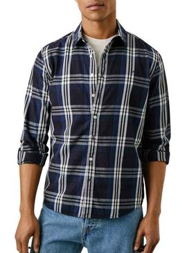 Camisa Pepe Jeans Codar xadrez azul para homem.