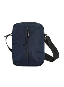 Bolsa Pepe Jeans Wayne reporter com logotipo marinho para homem.