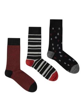 Pack 3 Pares de Meias Pepe Jeans Xmas Tree preto para homem.