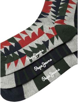 Pack 3 Pares de Meias Pepe Jeans Geo Tree para homens.