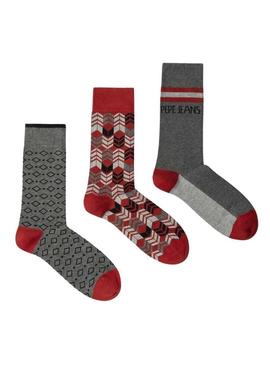 Pack 3 Pares de Meias Pepe Jeans Star Geo para homem.