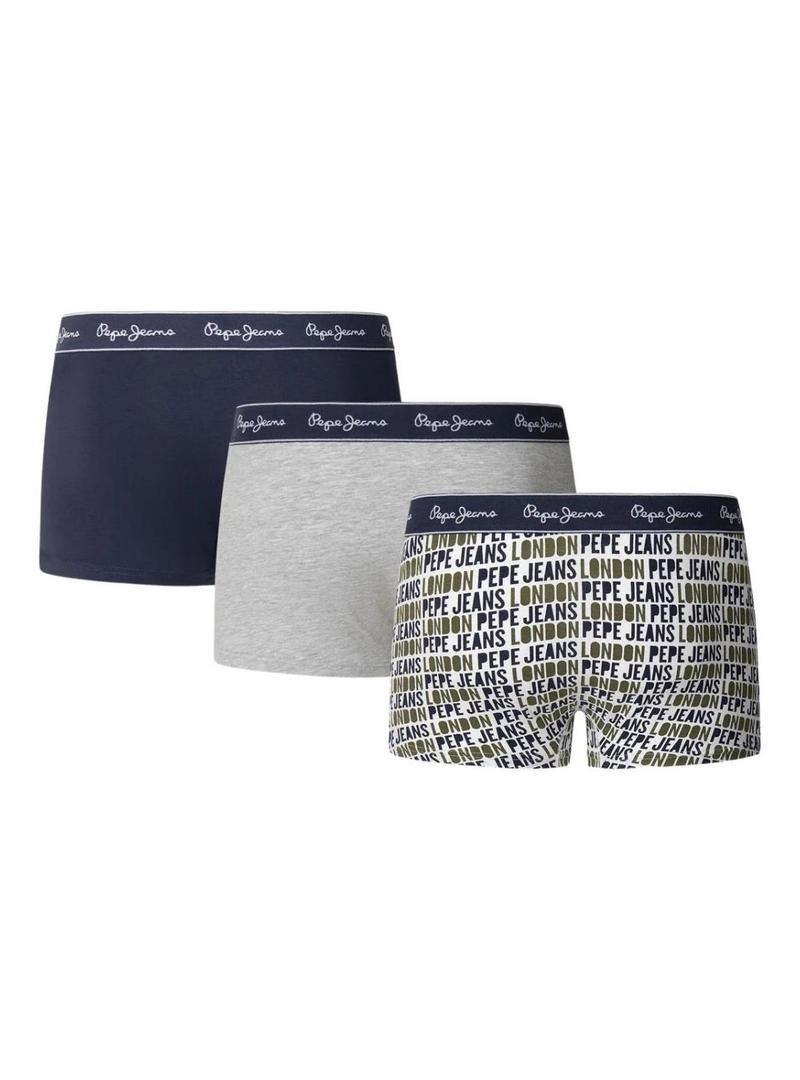 Conjunto de 3 cuecas Pepe Jeans Logo para homem.