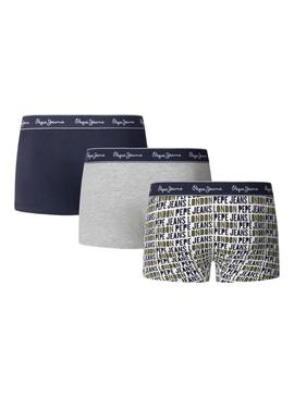 Conjunto de 3 cuecas Pepe Jeans Logo para homem.