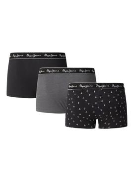 Pack 3 cuecas Pepe Jeans Christmas Tree preta para homem.