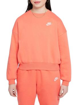 Moletom Nike Club Fleece laranja para menina