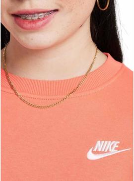 Moletom Nike Club Fleece laranja para menina