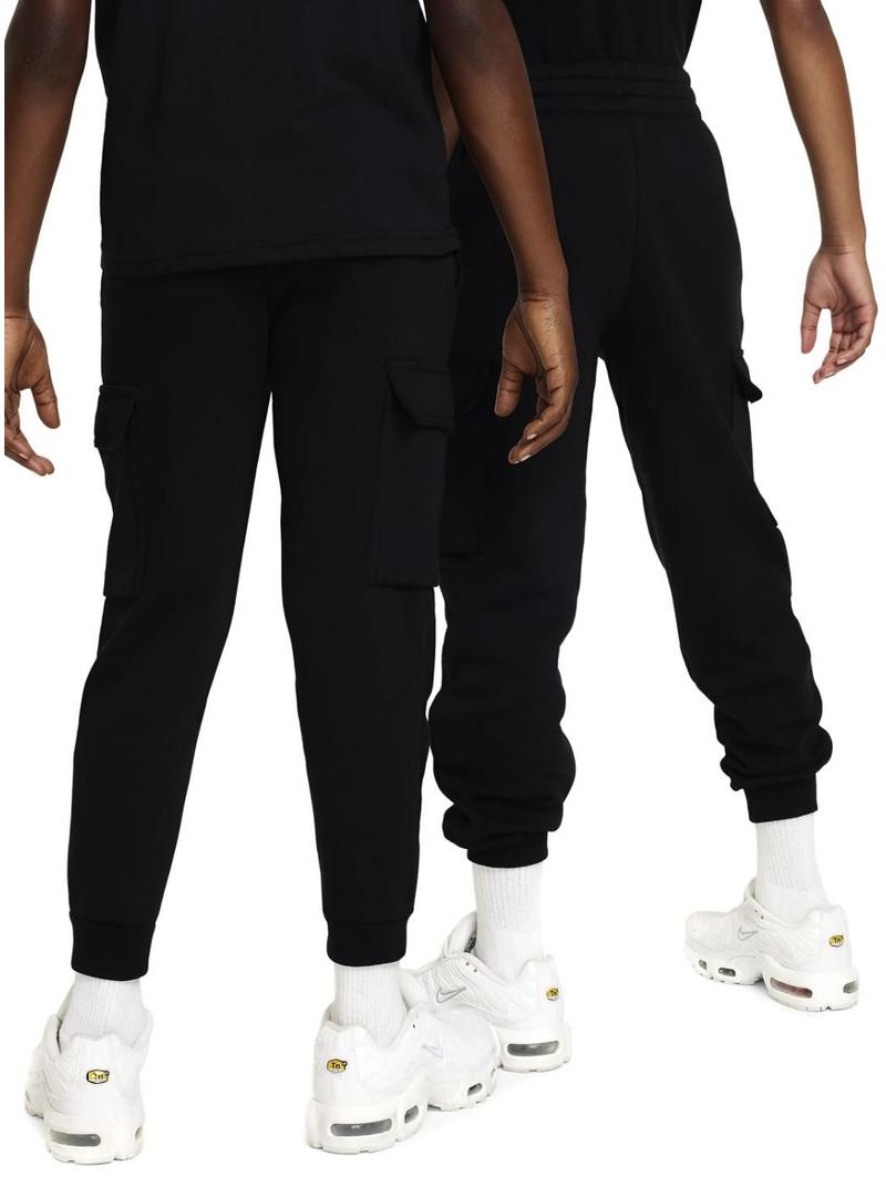 Calça Nike Sportswear Club Fleece preta para crianças.