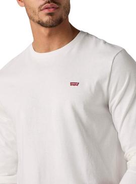 Camiseta Levis Original Housemark branca manga longa para homem.