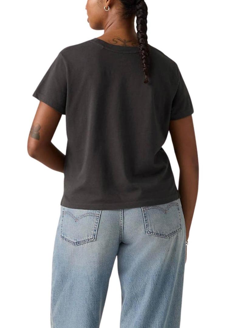 Camisa Levi's Graphic Boxy preta com rosas para mulher.