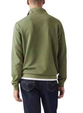 Moletom Levi's Original Housemark com meio zíper verde para homem.
