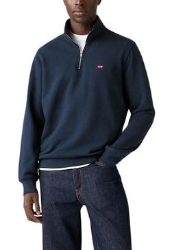 Moletom Levis Original Housemark meio zíper marinho para homem