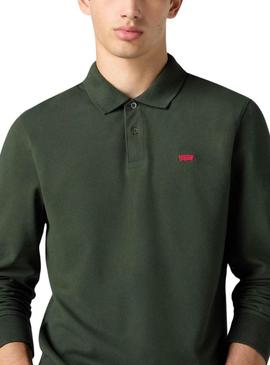 Polo Levis Housemark slim manga longa verde para homem