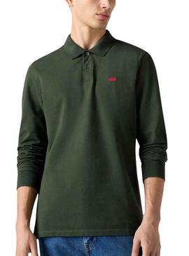 Polo Levis Housemark slim manga longa verde para homem