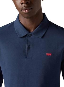 Polo Levis Housemark slim manga longa azul marinho para homem.