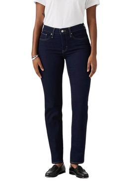 Calça jeans Levis 314 Shaping Straight escuro para mulher