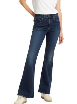 Calça jeans Levis 726 cintura alta flare azul para mulher