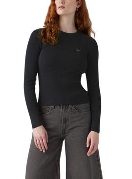 Camisola Levis Rib preta para mulher.