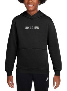 Moletom Nike Sportswear Club preto para meninos e meninas.