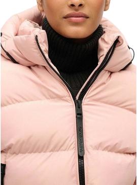 Casaco acolchoado Superdry Hooded Sports Puffer rosa para mulher.