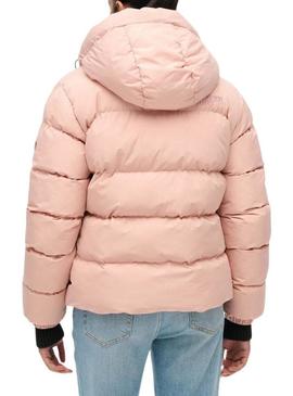 Casaco acolchoado Superdry Hooded Sports Puffer rosa para mulher.