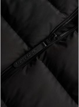 Jaqueta acolchoada Superdry Hooded Sports Puffer preta para mulher.