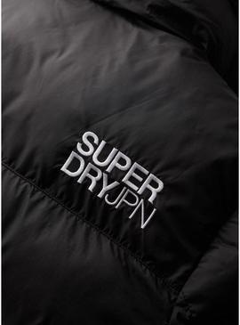Jaqueta acolchoada Superdry com capuz 5 Baffle Puffer preta para mulher