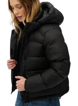 Jaqueta acolchoada Superdry com capuz 5 Baffle Puffer preta para mulher