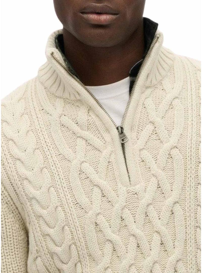 Camisola Superdry Jacob Cable bege para homem.