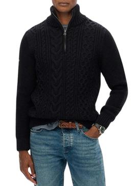 Camisola Superdry Jacob Cable azul marinho para homens.