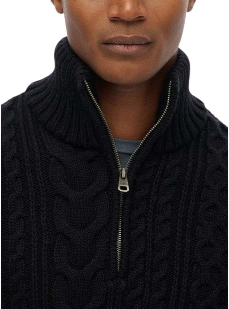 Camisola Superdry Jacob Cable azul marinho para homens.