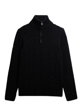 Camisola Superdry Jacob Cable azul marinho para homens.