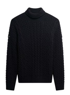 Camisola Superdry Jacob Cable azul marinho para homens.