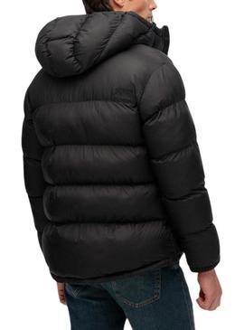 Jaqueta acolchoada com capuz Superdry Hooded Tech Padded preta para homem.