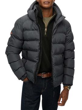 Jaqueta acolchoada Superdry Hooded Sports Puffer cinza para homem