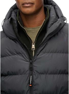 Jaqueta acolchoada Superdry Hooded Sports Puffer cinza para homem
