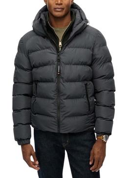 Jaqueta acolchoada Superdry Hooded Sports Puffer cinza para homem